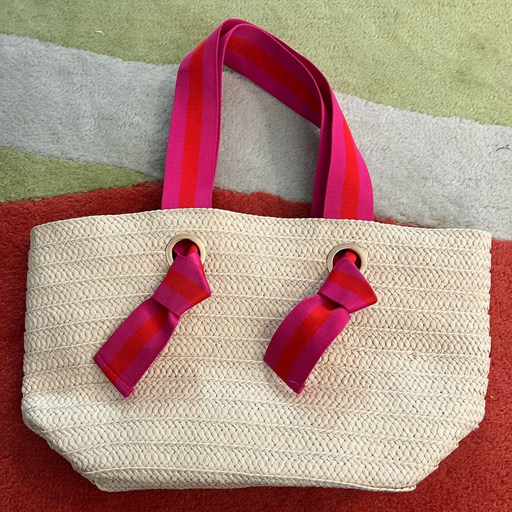 Mark and Graham ribbon straw beach tote